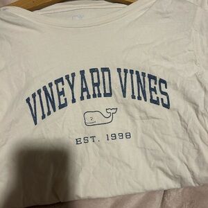 Vineyard Vines Cream Tee with Blue Logo